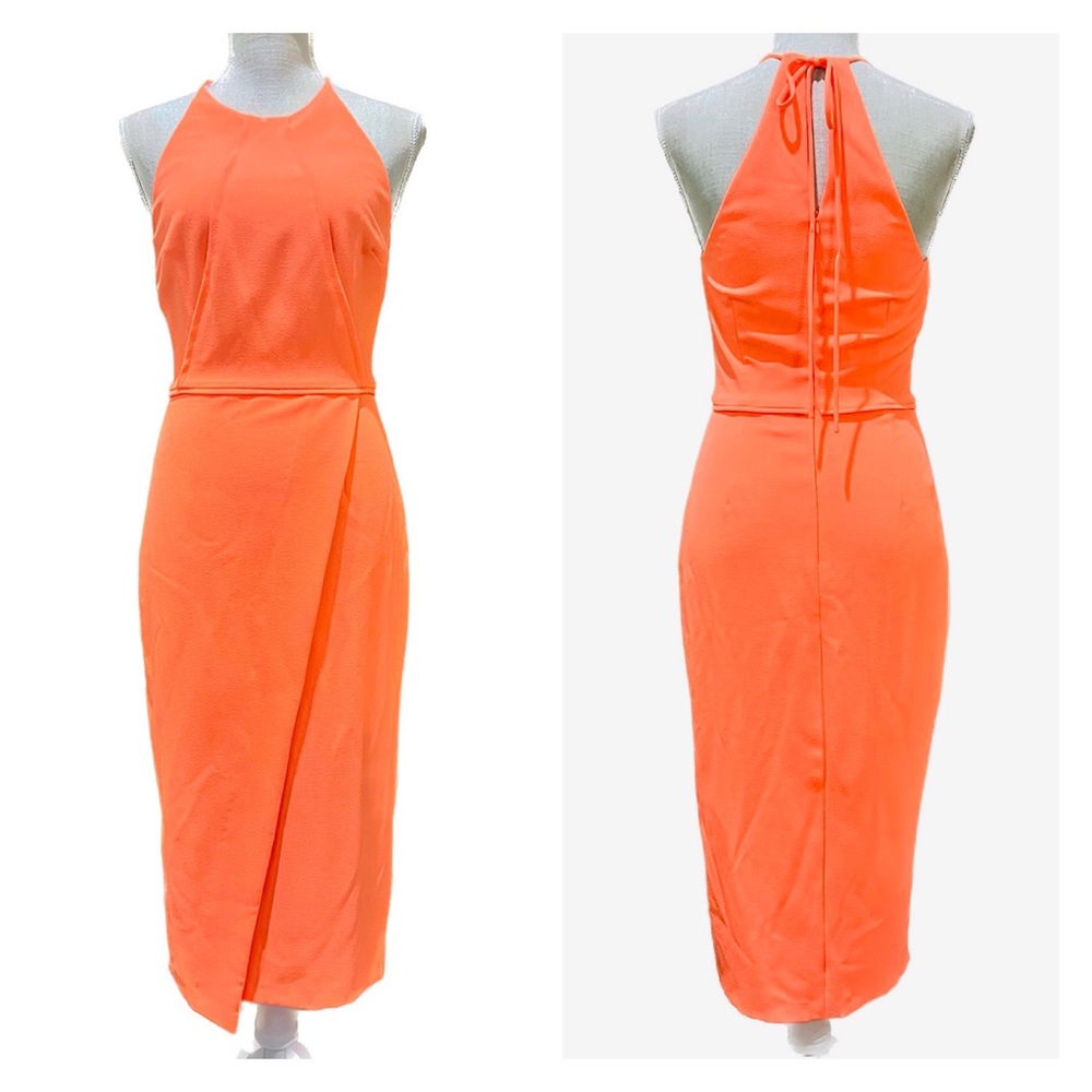 Gianni Bini Electrifying Show Stopper Sz 0 Halter Style, Asymmetrical Faux Wrap